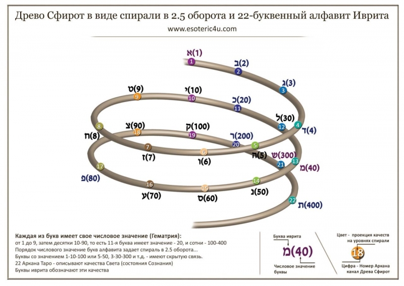 Древо Сфирот и спираль ДНК в 2.5 оборота 